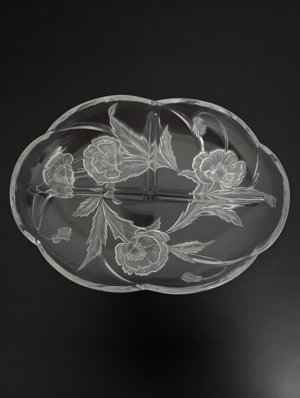 Mikasa Floral Savoir Vivre California Poppies Oval Divided Glass Dish